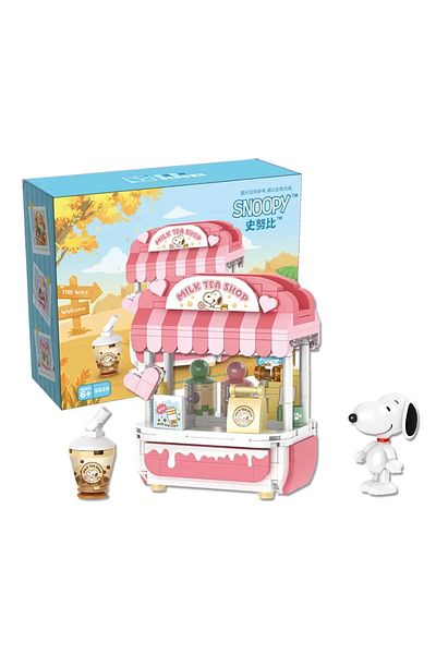 Choice With Box Milk Tea Shop Genuine Snoopy Shop Building Blocks Creative City Shop Street Scene Series Mo