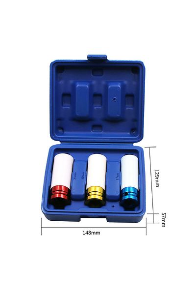 MLDCZS Blue 3pcs/box 17/19/21mm 1/2" Color Tire Protection Sleeve Wall Auto Car Removal Nut Socket Set Tool