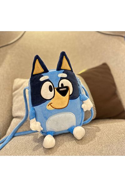 bluey حقيبة مدرسية عائلية على شكل حرف C، حقيبة ظهر قطيفة برسومات كرتونية لأصدقاء البنغو، حقيبة ظهر للنزهات والسفر