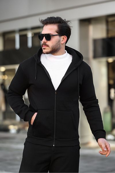 ixir Black Cotton Sweatshirt - 3 Thread Zip