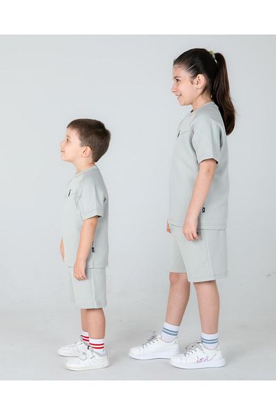 Black One Κορίτσι/Αγόρι Καλοκαιρινό σορτς T-Shirt Σετ δύο τεμαχίων με στάμπα και λεπτομέρεια τσέπης