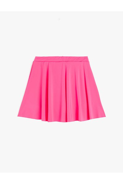 Koton Elastic Waist Pleated Double Breasted Basic Mini Shorts Skirt