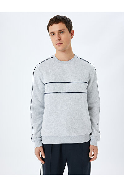 Koton Φούτερ από βαμβακερό μακρυμάνικο ροζ ριμπ λαιμόκοψη