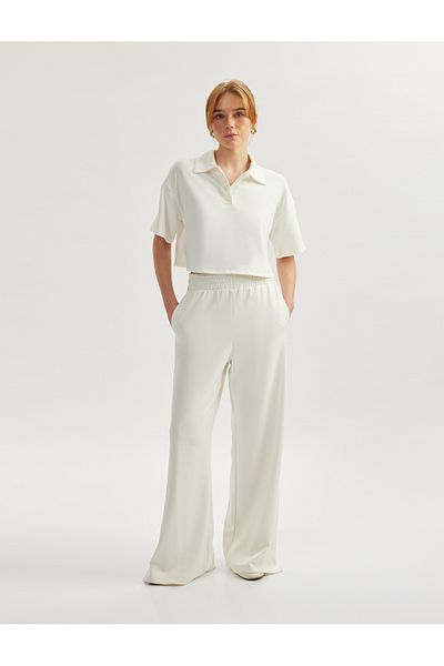 Koton Μπλουζάκι Modal Comfortable Fit με κοντό μανίκι Polo Neck Crop T-shirt