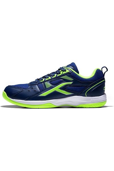 Hundred Raze Non-marking Badminton Shoes For Men | Navy Blue/lime, Uk 10/us 11/eu 44 | Polyester, Rubber