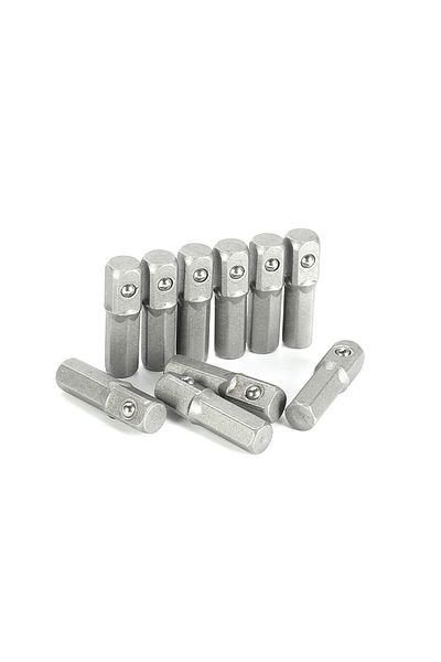 Choice 10pcs 25mm Long Impact Socket Adapter Converter 1/4" Hex Shank To 1/4" Square Drive Hexagon Handl...