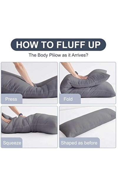 RevuBaby Uzun YastıkYetişkinler İçin Yumuşak Uzun Yatak Yastığı Çift Kılıflı Elyaf Dolgulu  140x45 CM