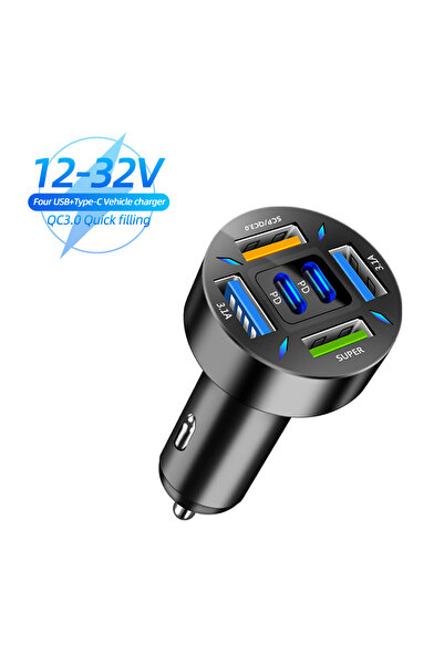 Choice شاحن سيارة USB بستة منافذ 66 وات، شحن سريع PD QC3.0 مع فولتميتر ومقبس ...