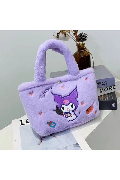 Choice 1 Kawaii Sanrio Kuromi Hello Kitty Plush Bag Cinnamoroll Handbag Tote Plushie Shoulder Messenger Ba.