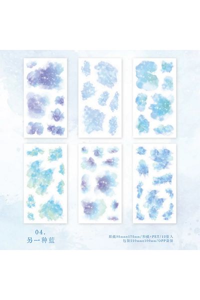 Choice D Another Type Blue 12pcs Dream Watercolor Package Material Primer Diy Decorative Stickers Decorativ