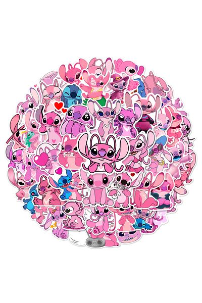 Choice 50pcs 50pcs Kawaii Disney Lilo Stitch Angel Stickers Cute Pink Anime Character Sticker Diy Phone Dia