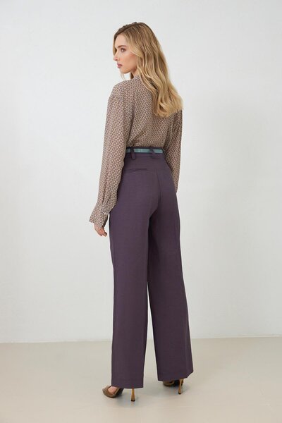 Setre Mor Kemer Detaylı Rahat Kesim Pantolon