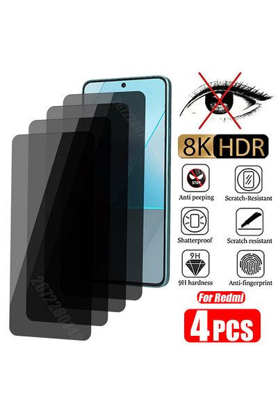 XMSJ 4pcs Redmi Note 13 Pro 4pcs Anti-spy Screen Protector For Redmi Note 13 12 11 10 Pro 9 8 Plus 5g Pri