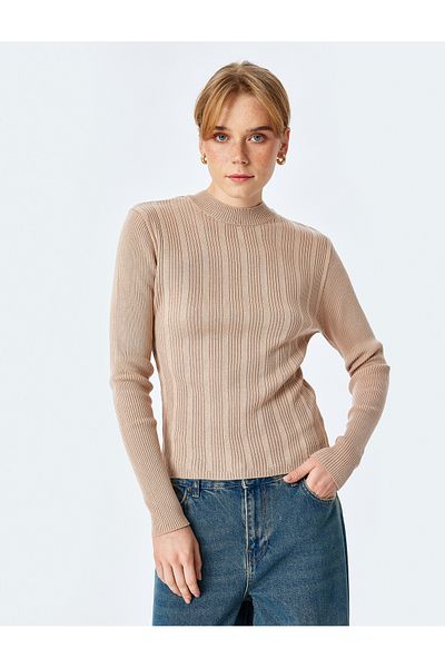 Koton Long Sleeve Round Neck Textured Basic Women's Knitwear Sweater