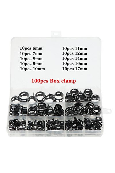 YISEONG 100pcs 6-22mm 100pcs/set 6-17/6-22mm Black Q673b Vacuum Spring Fuel Oil Water Hose Clip Pipe Tube Fo