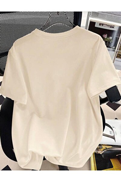 NO 601 Γυναικείο μπλουζάκι με στάμπα σε μπεζ κεράσι