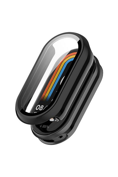 Choice لساعة Mi Band 9 باللون الأسود - 2 جراب زجاجي لساعة Xiaomi Mi Band 9 مضاد للخدش وغطاء حماية من مادة البولي كربونات