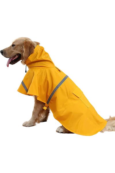 Choice M Yellow Fashionable Pet Hooded Raincoat, Dog Raincoat, Cape Style Reflective Dog Clothing To Keep Y
