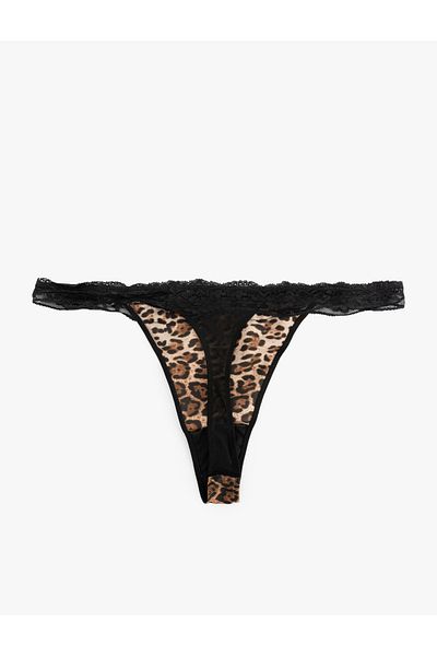 Koton Zeynep Bastık - Chiloți șiruri din dantelă cu imprimeu leopard