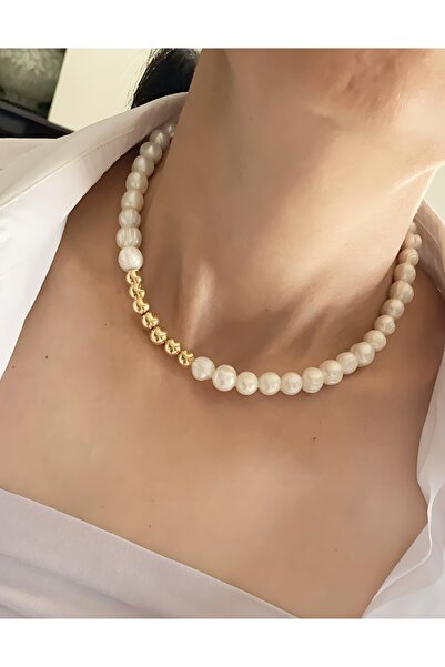 By Saadet Özkanlı Kadın Gerçek Inci Kolye , 10-11 Mm Inci , Tatlısu Incisi, I...