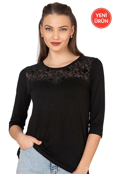 ÖZKAN underwear Özkan 25250 - Дамски боди от първокласна вискоза, мек, еластичен, с дантелени детайли и кръгло деколте