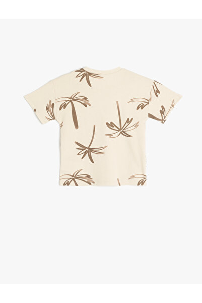 Koton Βαμβακερό μπλουζάκι με κοντό μανίκι με λαιμόκοψη με σχέδιο παλάμης