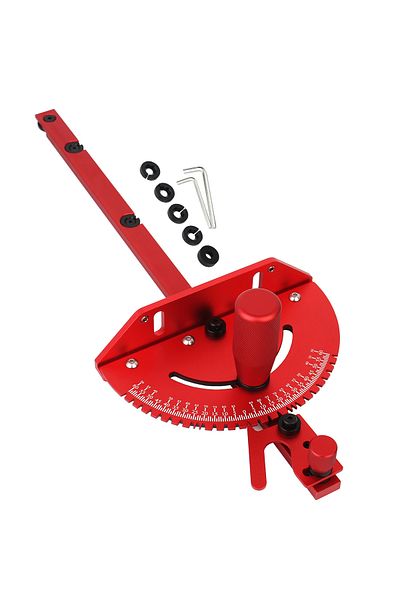 toohr Red Red Miter Gauge Aluminum Alloy Handle Benches Table Saw Router Miter Gauge Sawing Assembly Ruler