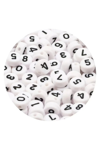 Choice13 200 قطعة من خرز الأرقام أكريليك المختلط عشوائيًا، 4 × 7 مم، 100-500 ...