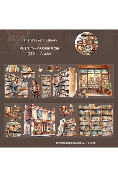 Choice B Weekend Library 1roll 2m Pet Tape Life Corner Series Scene Scenography Handbook Material Circular