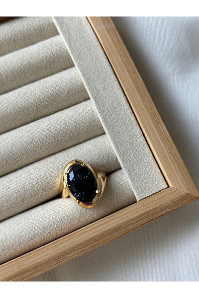 ringbox Navy Blue Silvery Star Stone Ring