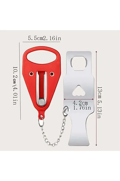 Choice Red 1pc Portable Travel Safety Door Lock, Suitable For Travelers And Families, Universal Sleep Safet