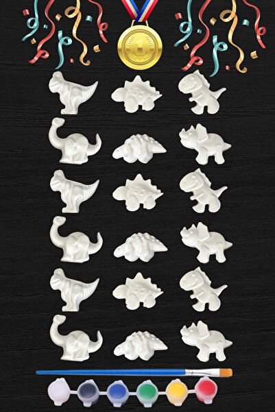 Craft3D Atölye 18 Adet Dinazor  (3D)- Beton/taş/figür/büst Boyama Seti-Çocuk ...