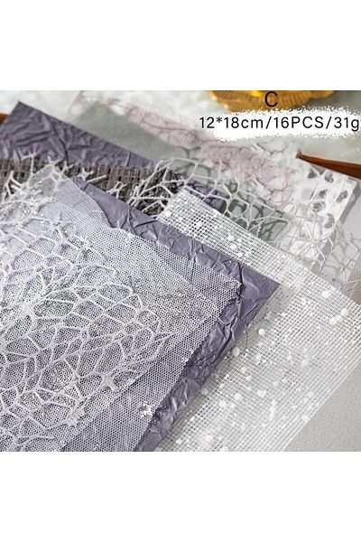 Choice C 16pcs Vintage Mixed Materials Lace Paper Diy Scrapbooking Collage Junk Journal Aesthetics Station.