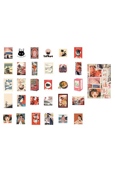 Choice Army Green 30pcs Japanese Manga Girl Stickers, Suitable For Notebooks, Water Bottles, Luggage, Back-
