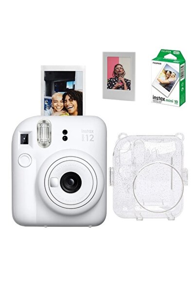 Fujifilm Instax Mini 12 Beyaz Fotoğraf Makinesi Simli Pleksi Kılıf Çerçeve Ve...