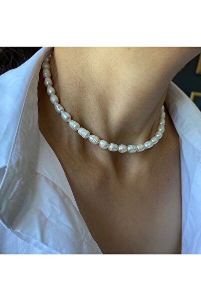 By Saadet Özkanlı Kadın Arpa Inci Kolye ( Gerçek Tatlısu Incisi )