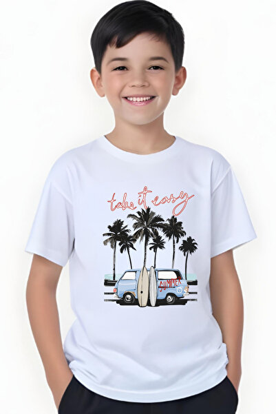 YA KO KİDS Tricou cu mânecă scurtă cu imprimeu Take it Easy pentru băieți