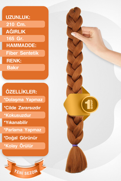 KONAK PERUK Afrika Örgüsü Rasta Ve Box Braid için Sentetik Saç - Bakır