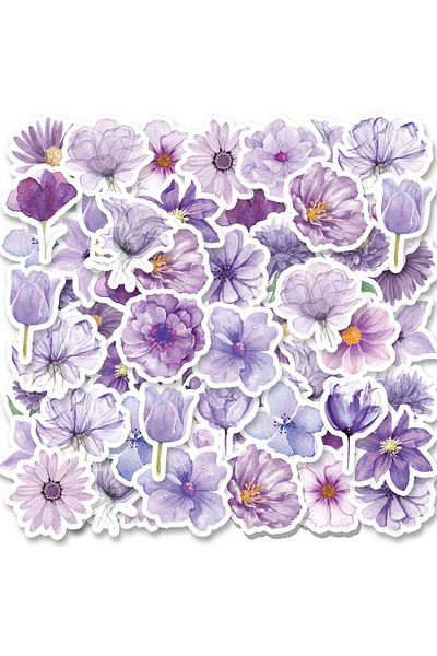 Choice 46pcs Purple Petals Fresh Plant PVC Sticker Decoration Laptop Phone Case Water Bottle Toy Station...