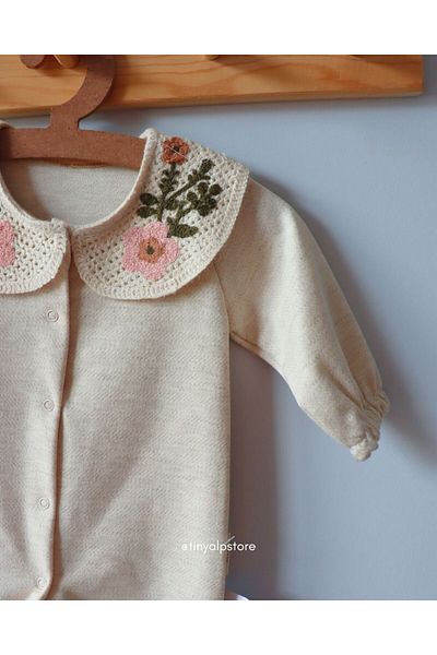 Necix's Newborn Baby Girl Romper with Embroidered Collar Basic Stylish and Comfortable Fabric