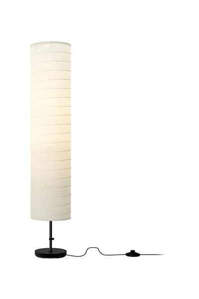 COOYA Elegant Rice Paper Shade Floor Lamp with Warm 12W Light, 116x24cm, Contemporary Design