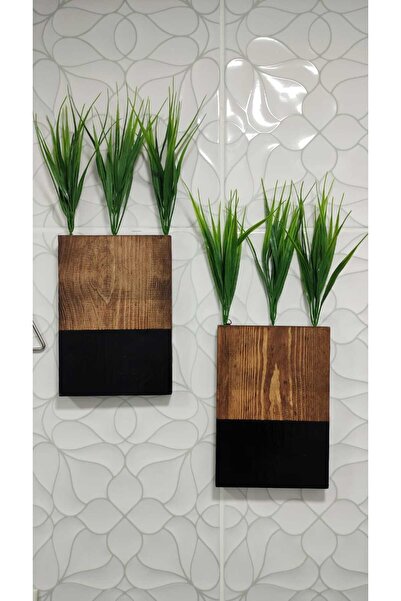 fatrema 2'Lİ AHŞAP ÇİÇEKLİK MUTFAK BANYO YAPAY ÇİÇEK BALKON KIŞ BAHÇESİ EV HEDİYESİ ÇEYİZ BOHEM RUSTİK