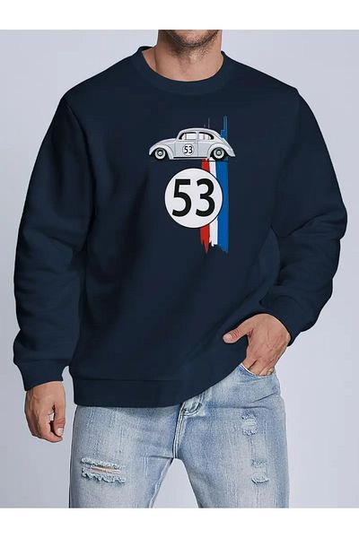Karatopak 53 Car Printed Unisex Oversize Crew Neck Sweatshirt