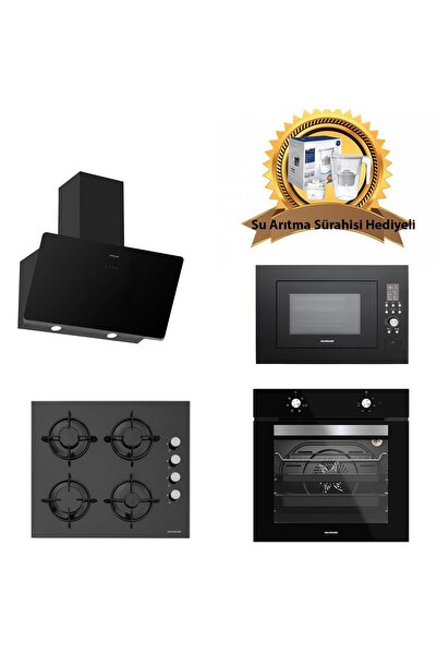 Silverline BO6501B01 - CS5349B01 - 3457 Soho 60 - MW9018B01 Siyah Cam Ankastr...