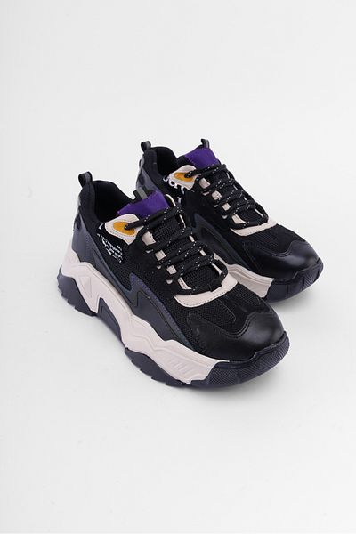SHOEMARK Noche Black Lace-up Casual Women's Sneakers