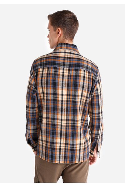 Colin's Men's Brown Long Sleeve Plaid Shirt - Cl 1064803