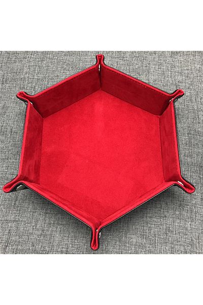 Choice Red Foldable Dice Tray Holder Box Pu Leather Folding Hexagon Coin Square Tray For Rpg Role Playing T