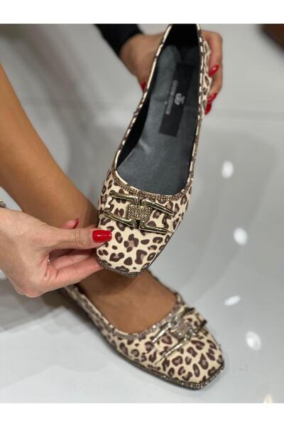 Giydim Gidiyor Балетки So Crystal з леопардовим принтом і 5 каменями