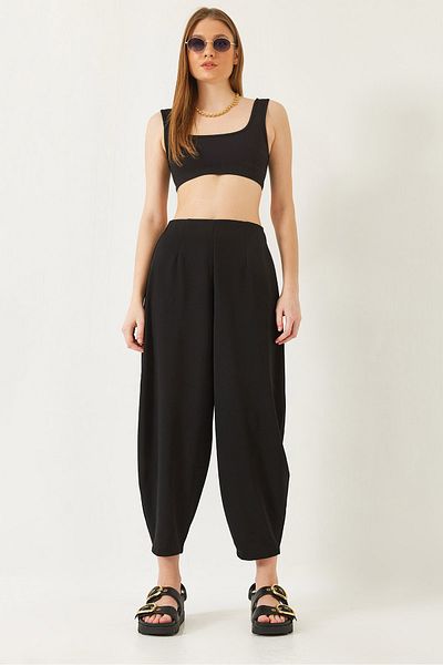 Bianco Lucci Women's Comfortable Woven Baggy Trousers 80073 60271059