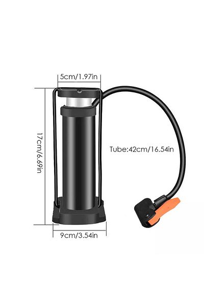 Techmaster Black Manual Foot Inflator Pump - +2Inch for Bicycle and Pool